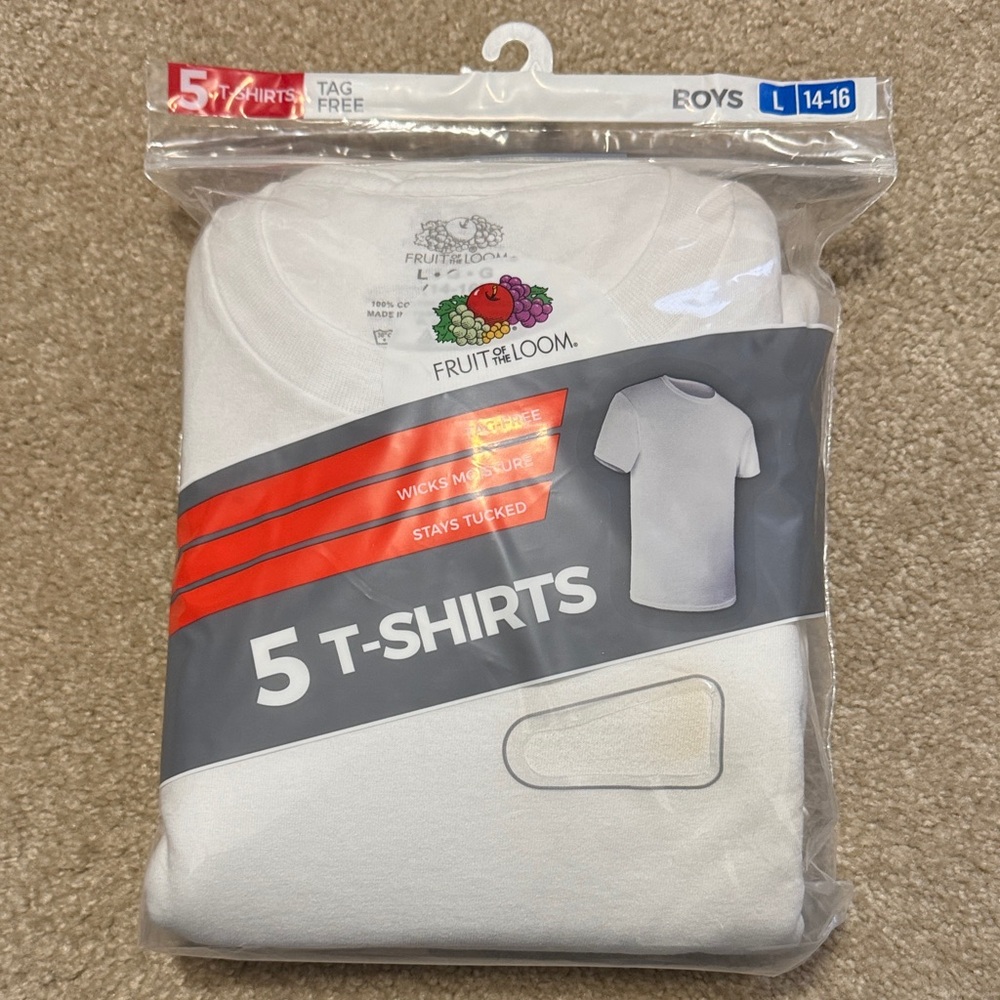 Fruit of the Loom Boys' White T-Shirts - Pack of 5